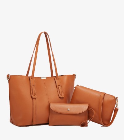 New hand-held oblique span shoulder three-piece bag - Brown