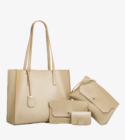 Stylish simple hand bill shoulder oblique span women's handbag - golden