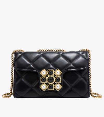 New one-shoulder oblique span diamond check bag for women